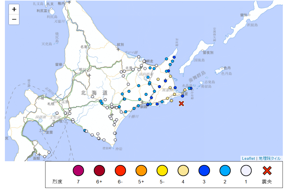 最新／北海道地牛翻身！日本晚間發生5.2淺層地震