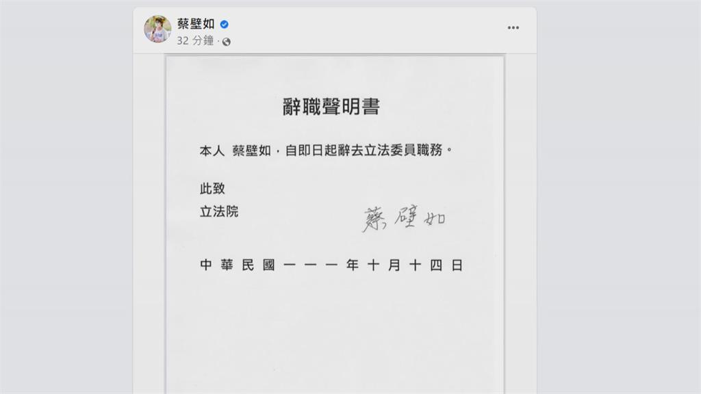 遭德明科大撤銷碩士學位　蔡壁如晚間請辭　由新光吳欣盈遞補