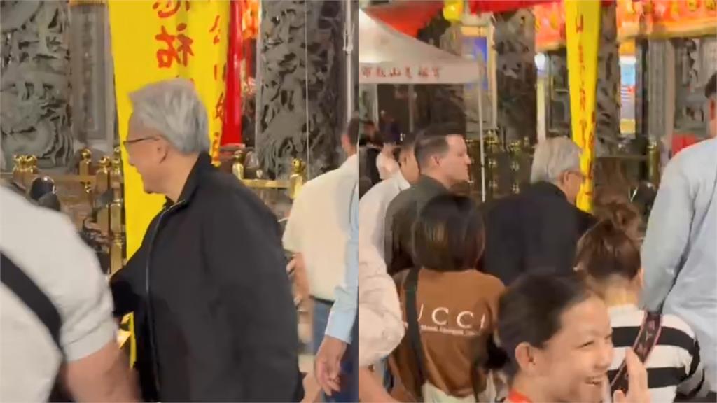 野生黃仁勳突現身饒河夜市!嗨嗑美食「嘴停不下來」民眾搶拍照展現親和力
