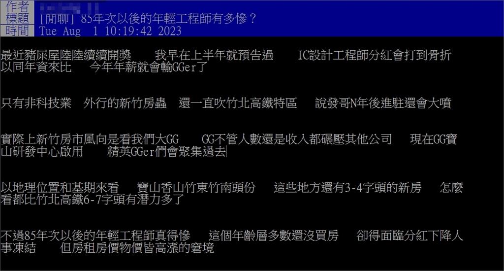 新竹房價飆升！他嘆「8年級工程師超慘」薪資又縮水　一句話吐心聲