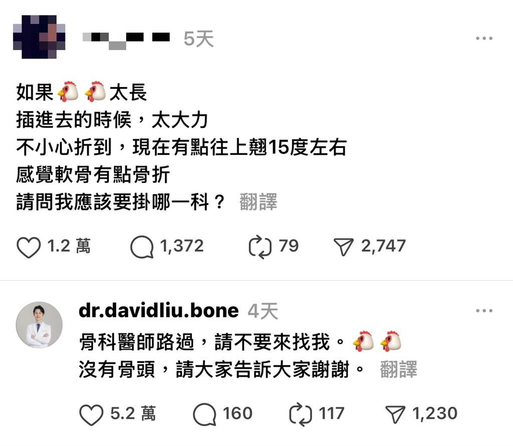 深夜太激烈「GG上翹15度」骨折了！他慌問掛哪科…骨科醫無奈嘆：別來找我