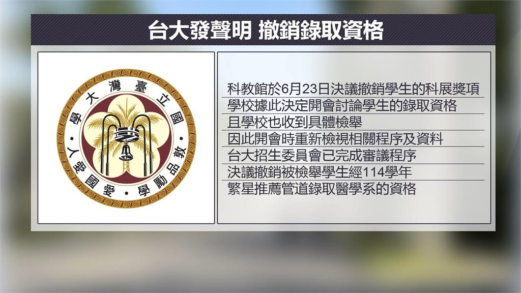 中一中女學霸科展涉抄襲！　台大醫學系錄取資格遭取消