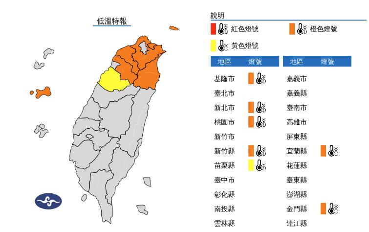 快新聞／冷氣團發威！7縣市發布低溫特報　今明2天「最低溫10度以下」