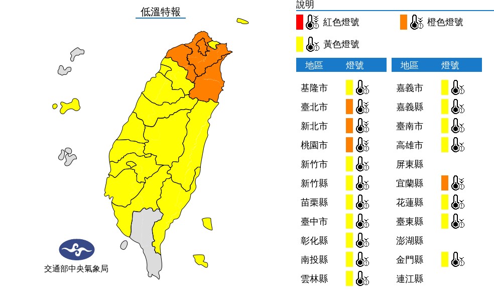快新聞/全台凍番薯! 19縣市低溫特報