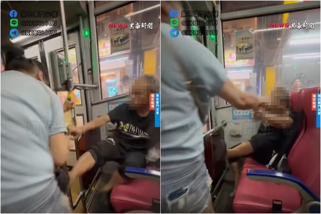 大媽搭公車「拿拖鞋狂搧」優先席老翁!阿伯怒反擊「赤腳貼臉狂踹」衝突畫面曝