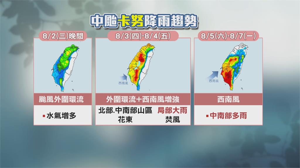 中颱「卡努」發布海警 不排除最快週三下半天發布陸警