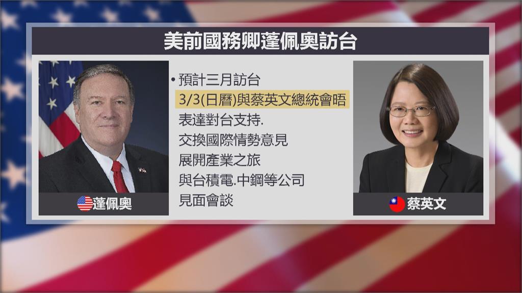 立場超友台!美前國務卿蓬佩奧三月訪台
