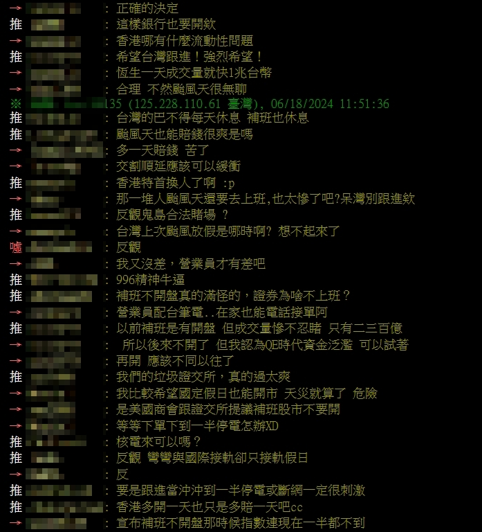中颱凱米襲來!港交所「颱風天不停市」他嘆:台股跟上沒?網兩派戰翻