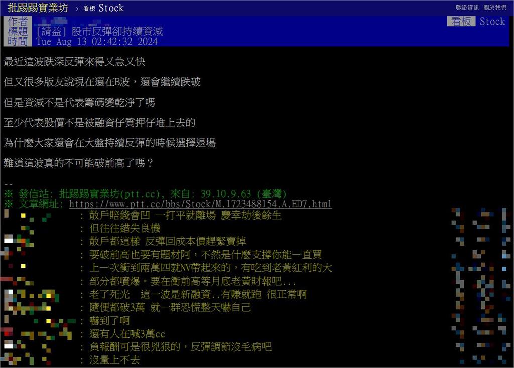 大盤回升掀「恐懼潮」股民急脫手！他問「不會再創高？」全場搖頭曝原因：沒戲了