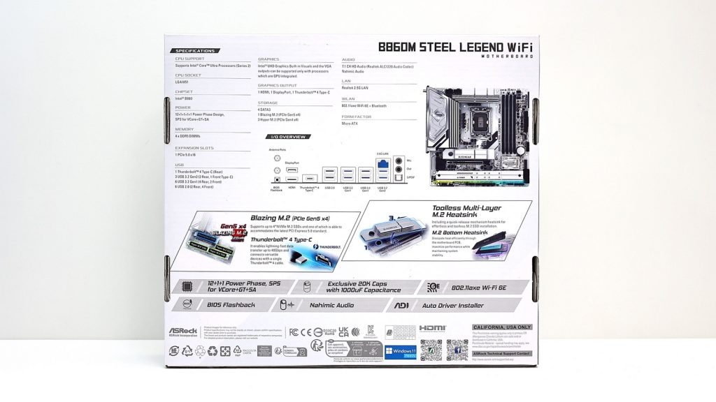 ASRock B860M Steel Legend WiFi 平價銀白色加入 Thunderbolt 4