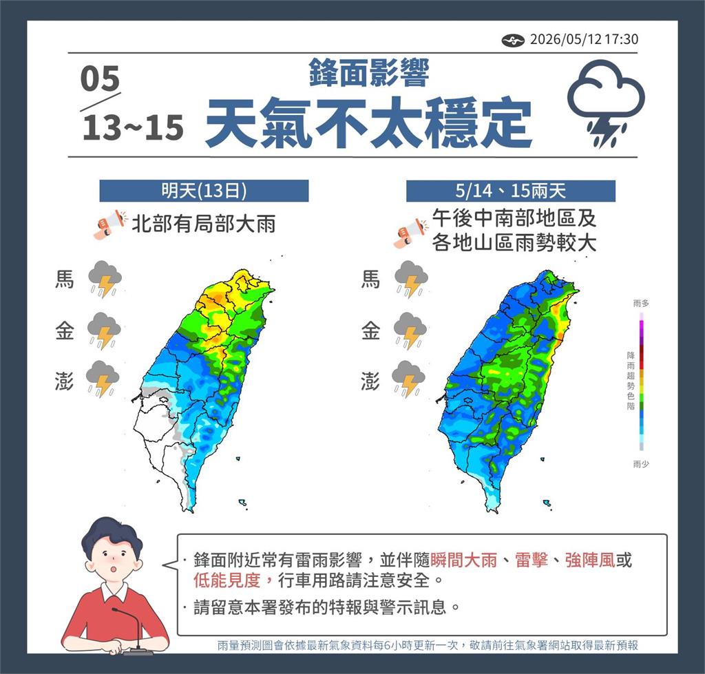 梅雨鋒面強勢過境「雷雨、降溫雙響炮」！專家揭「放晴回暖」關鍵時刻