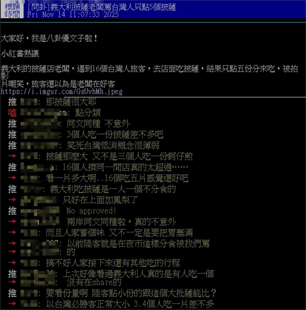 13台灣遊客遭義大利老闆「錄影公審」!竟只因「合吃5披薩」網傻眼:文化不同