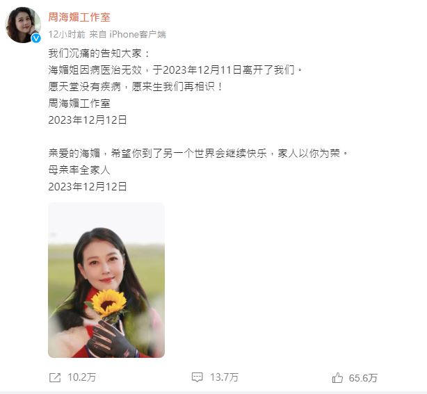快新聞／悼念周海媚！4年前《素人特工》演母子　王大陸：永遠女神一路走好