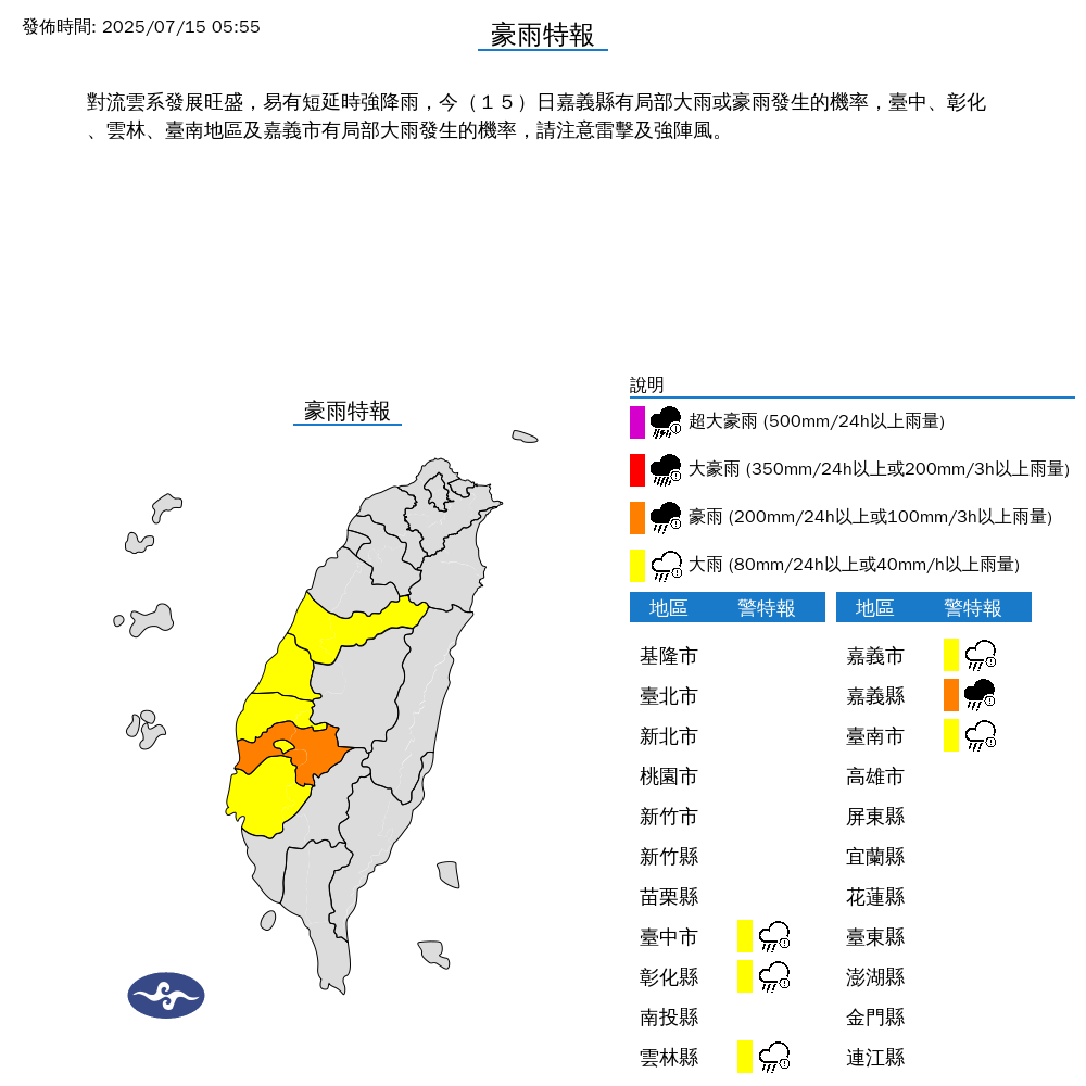 快新聞／6縣市豪大雨特報！受西南風影響　中南部及午後山區留意較大雨勢