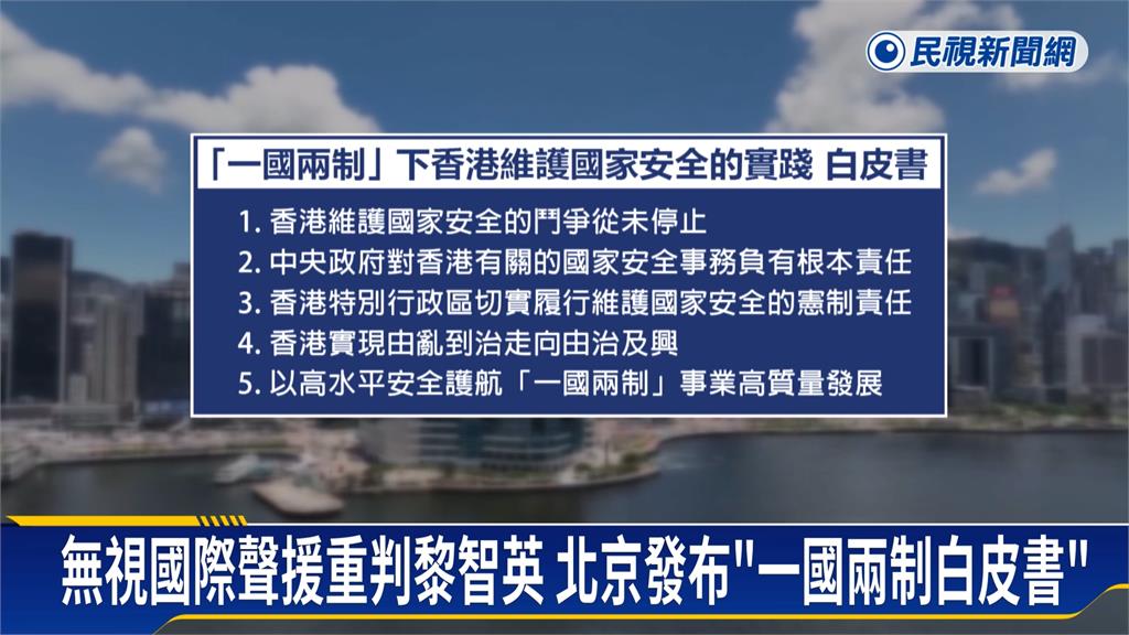 黎智英遭重判２０年　北京「一國兩制白皮書」