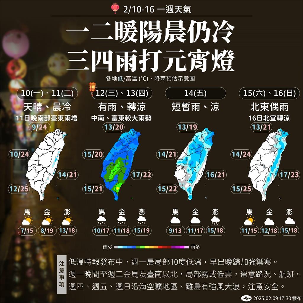 冷氣團「點放」又回來了!元宵節全台再轉濕冷 專家曝:大範圍明顯降雨