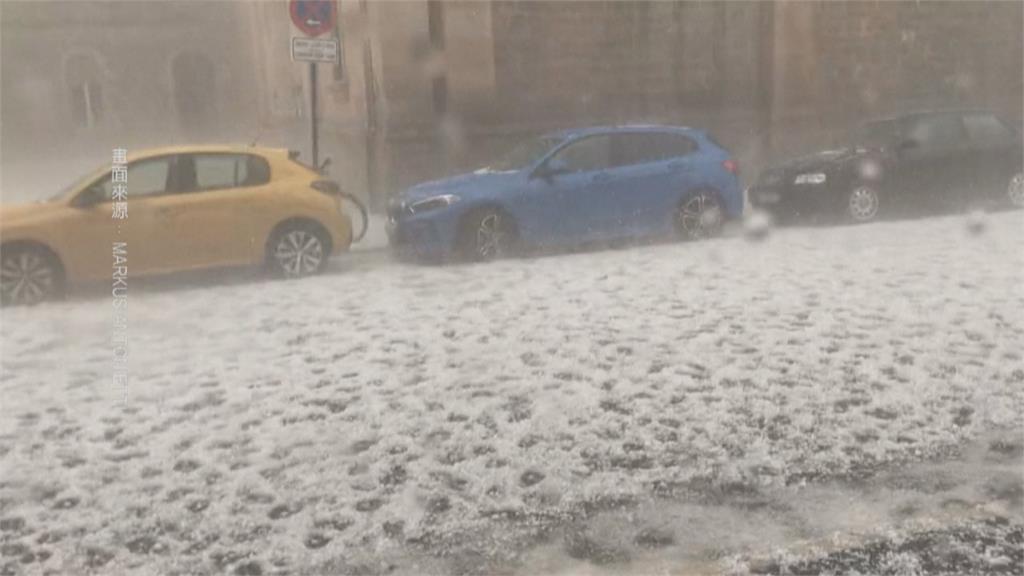 暴雨冰雹襲擊西班牙　洪水淹沒薩拉戈薩省街道