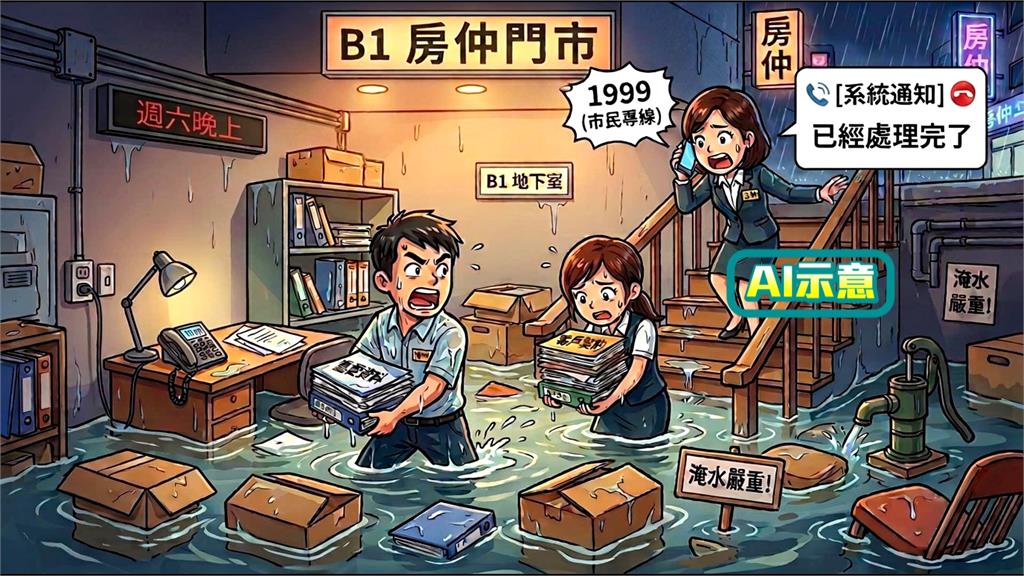 基隆房仲門市慘淹打1999求助　等2小時毫無音訊回撥竟說已處理完