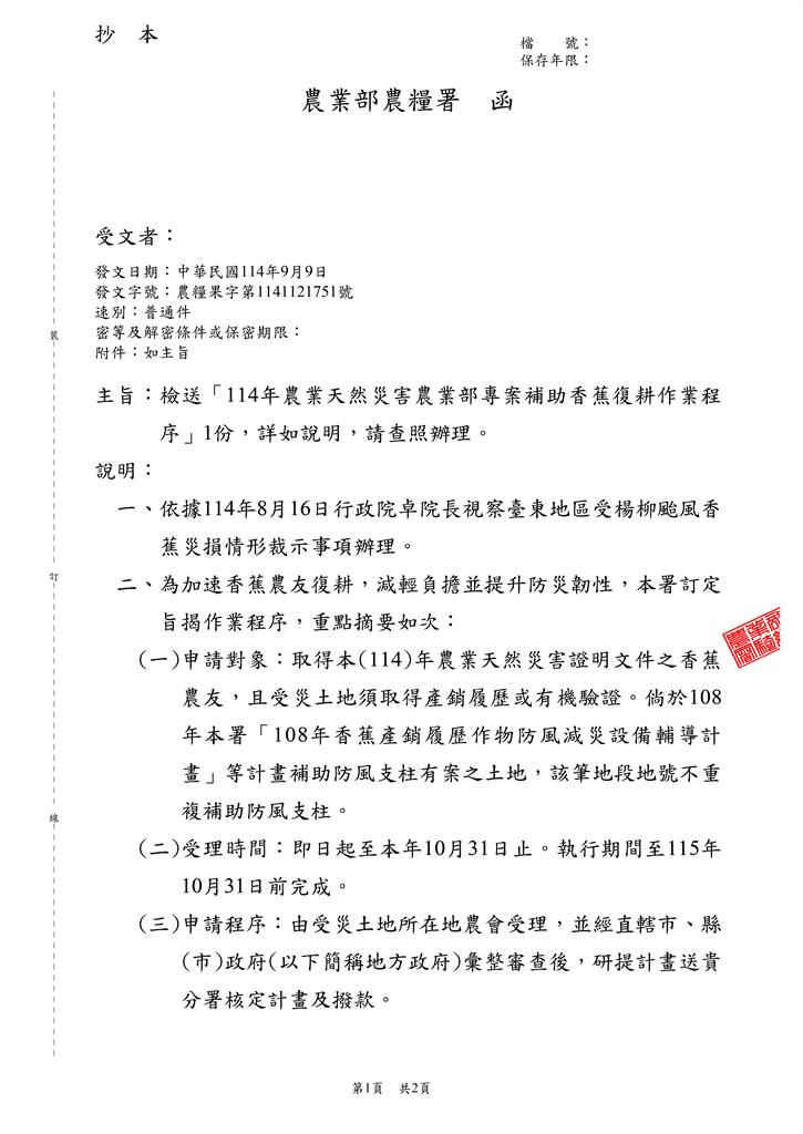 農民免「蕉」急！ 立委陳瑩.莊瑞雄協調農業部復耕方案