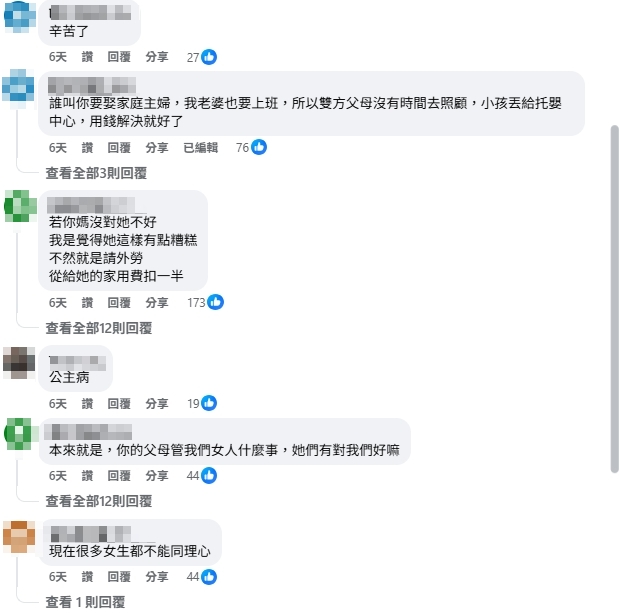 人夫母生病需照顧！全職妻冷回「自己媽媽自己顧」 家用費曝一票人炸鍋