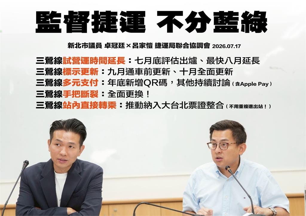 快新聞／藍綠議員出手了！捷運三鶯線試營運時間有望延長　促捷運局改善5方向