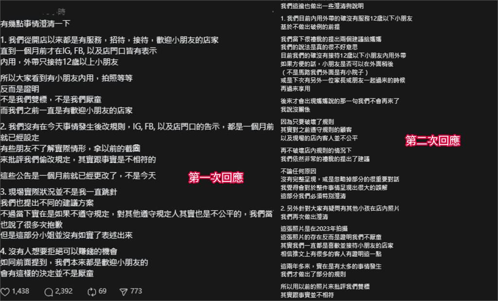 拒12歲以下孩童入內爭議延燒！甜甜圈店二度回應「不破壞規則」網轟提油救火