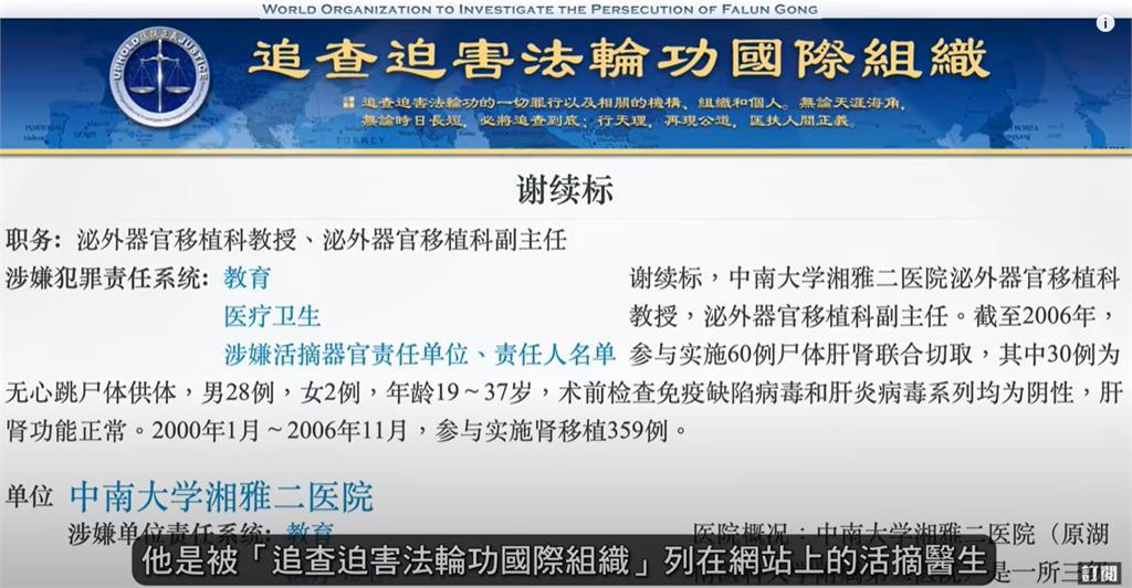 揭中國活摘器官内幕「像在菜市場買魚」!實習醫疑「被自殺」詭異經歷曝