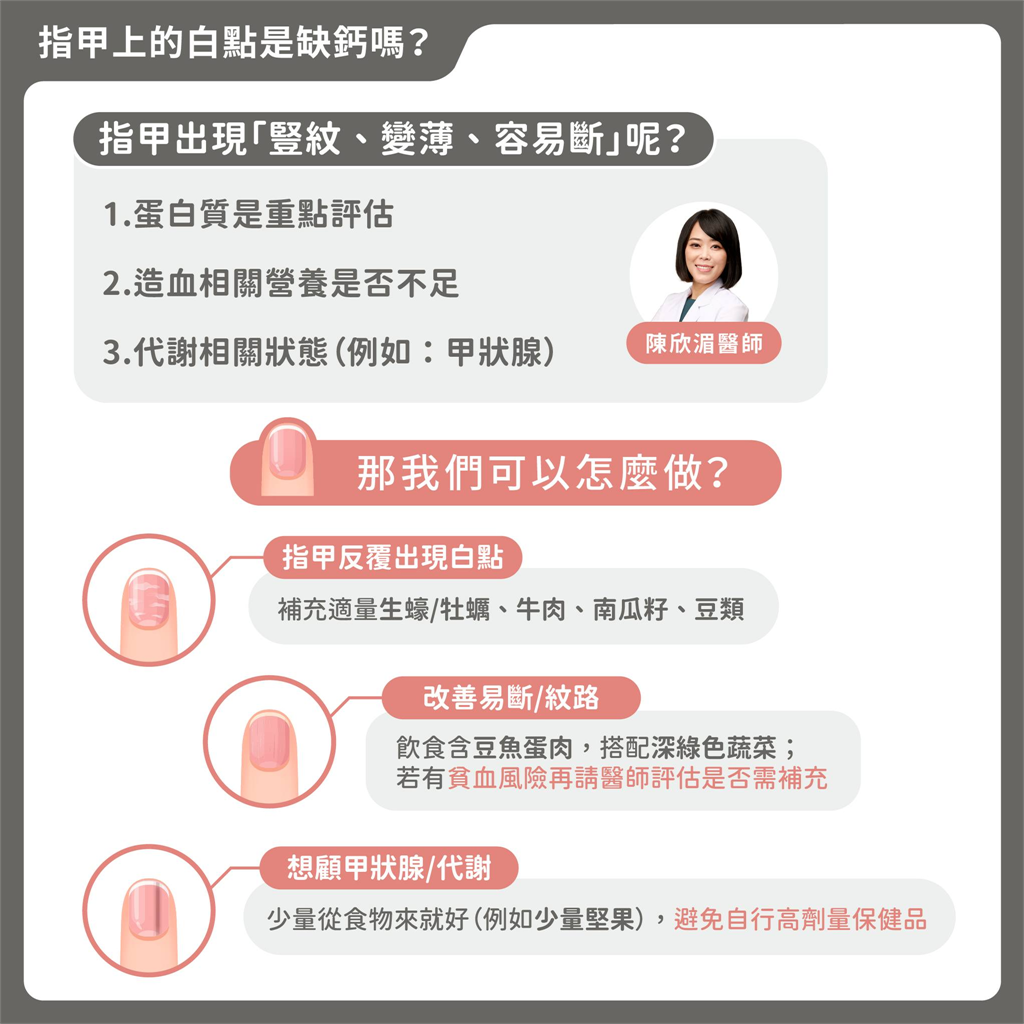指甲易斷、有紋路竟是「身體的3大警訊」？醫曝補救「必吃菜單」