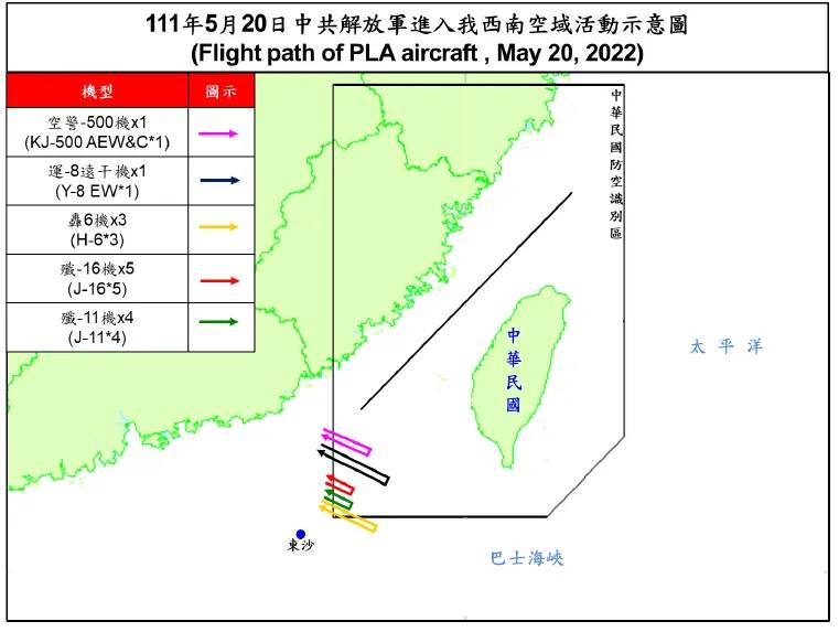 快新聞／蔡英文就職滿6週年！    中國「殲16機」等14架次軍機擾台