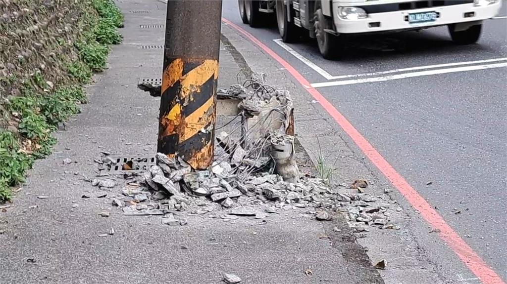 基金二路電桿被撞斷幸未害停電　肇事聯結車駕駛肇逃警以車追人