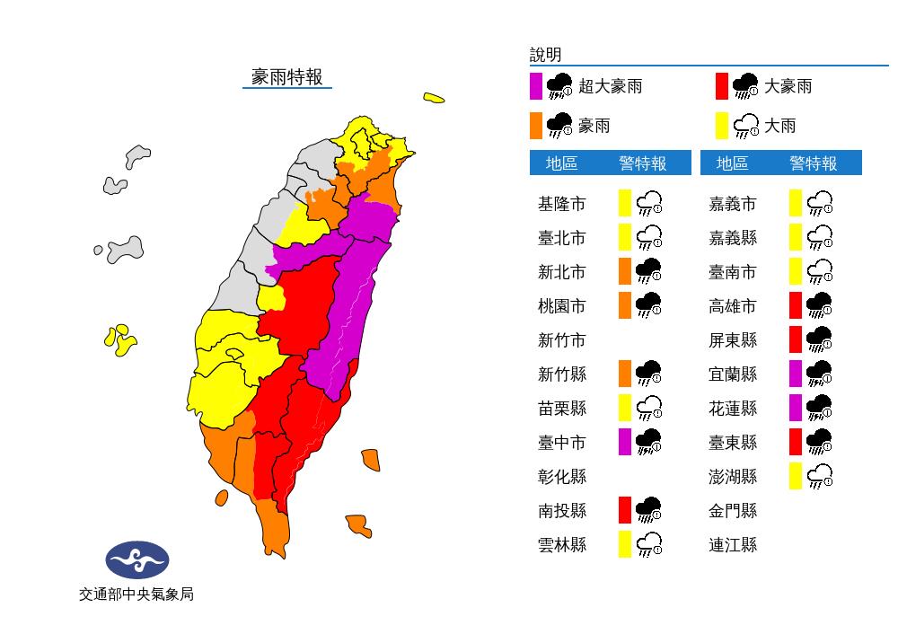 快新聞／18縣市豪大雨特報！　海葵「最新警戒範圍出爐」