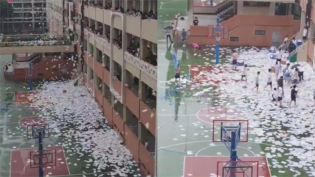 畢業考完解放了!成功高中學生「集體丟書慶祝」 白色書海畫面曝超壯觀