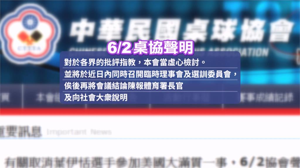 莊智淵愛徒葉伊恬WTT參賽權被取消 體育署限1天內道歉!桌協:虛心檢討