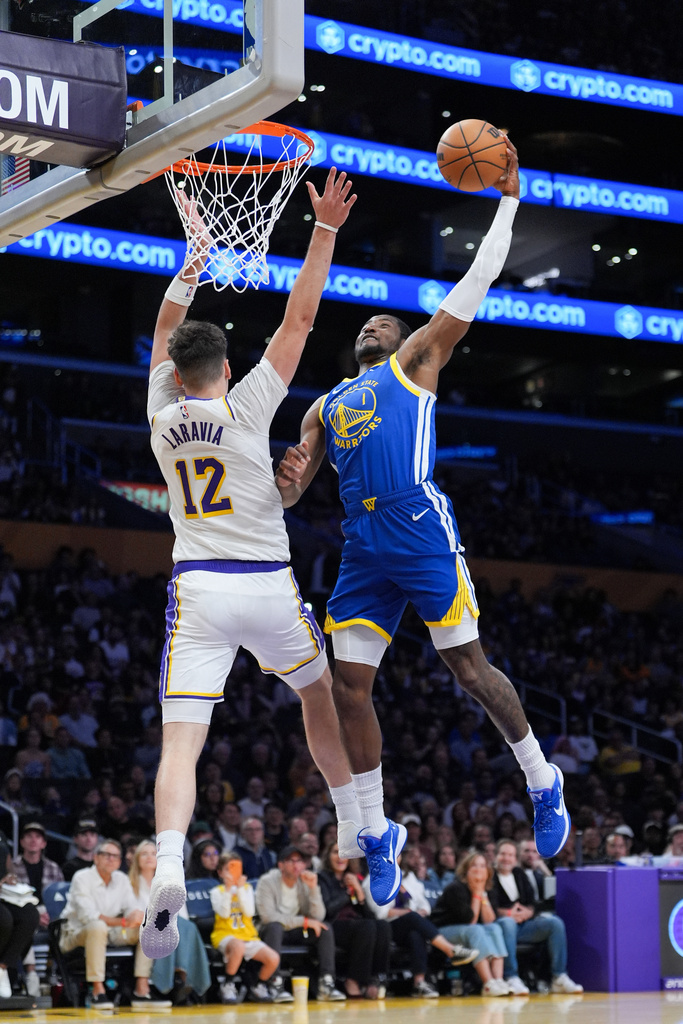 NBA(影)／Kuminga回鍋勇士熱身賽首亮相超猛！　怪物爆扣湖人籃框