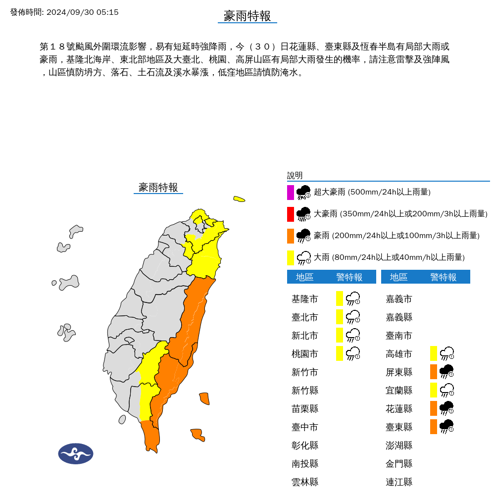 快新聞／中颱山陀兒凌晨02:30發布陸警！　9縣市豪大雨特報