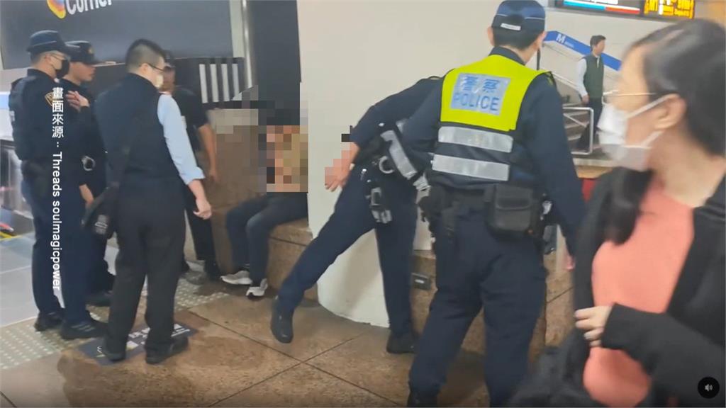 男大鬧北車喊「要去中山站」　　正義哥1秒抱住撂倒嫌犯