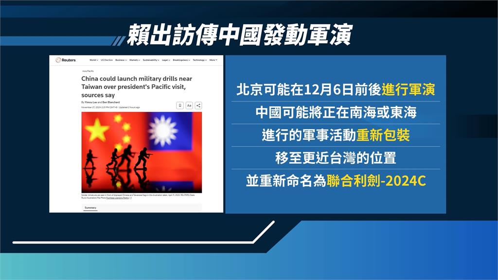 總統首出訪傳中國將軍演 總統府:若藉機軍演是公然挑釁區域和平