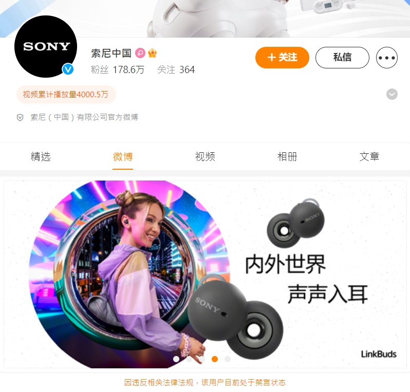 SONY微博帳號被禁言！1篇黑狗貼文遭控「汙辱烈士」重罰百萬