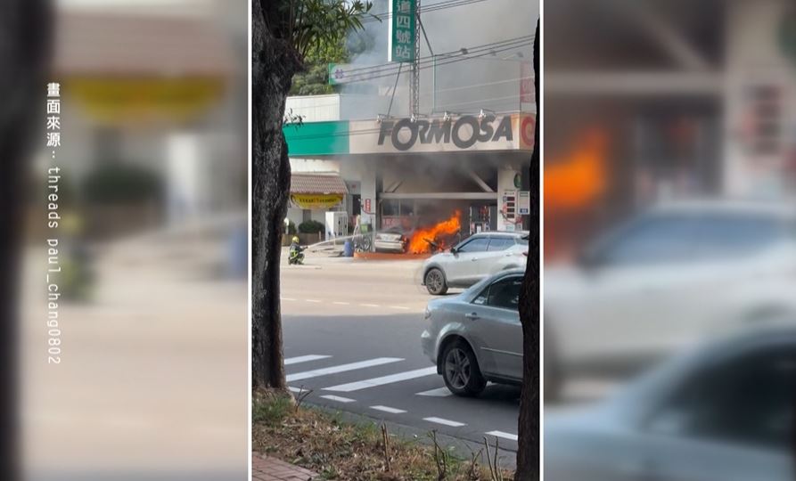 轎車直撞加油站成「烈火飛車」！　驚悚畫面曝光　