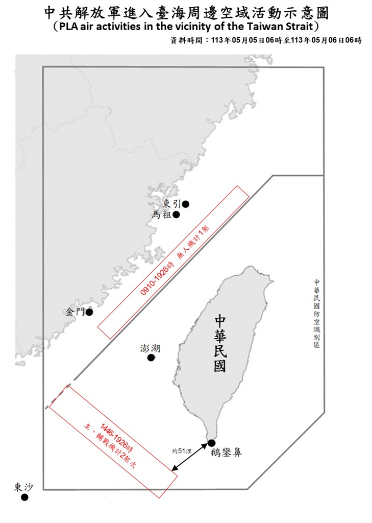 快新聞／中國再派軍機3架次、軍艦6艘次擾台　2機距鵝鑾鼻僅51浬