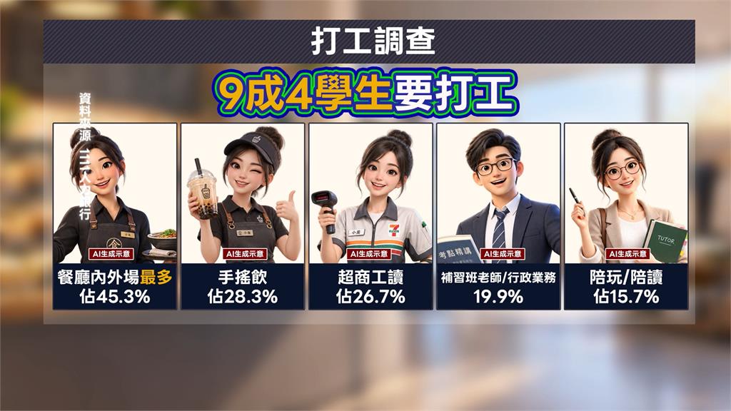開學了！94%學生投入打工　「餐飲業」最受歡迎佔比逾４成