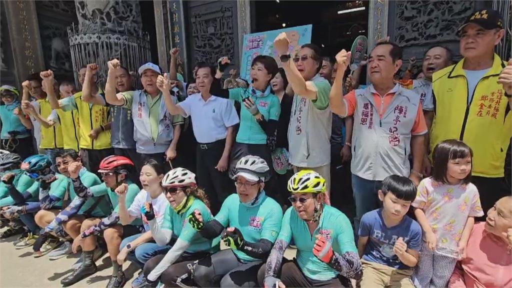 拚台南市長初選出線! 陳亭妃騎鐵馬、林俊憲跑基層爭支持