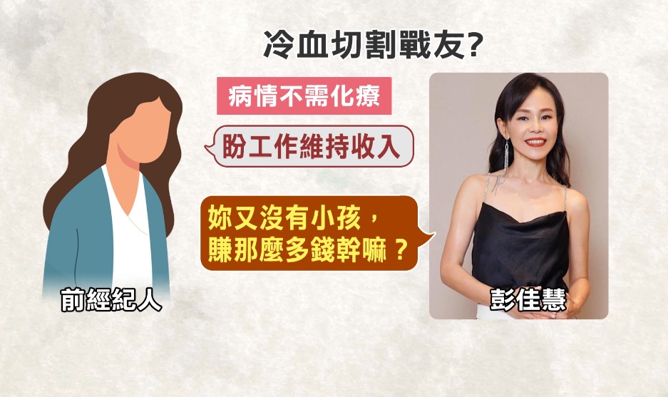 冷血！「沒小孩賺那麼多幹嘛？」　彭佳慧遭踢爆開除罹癌前經紀人
