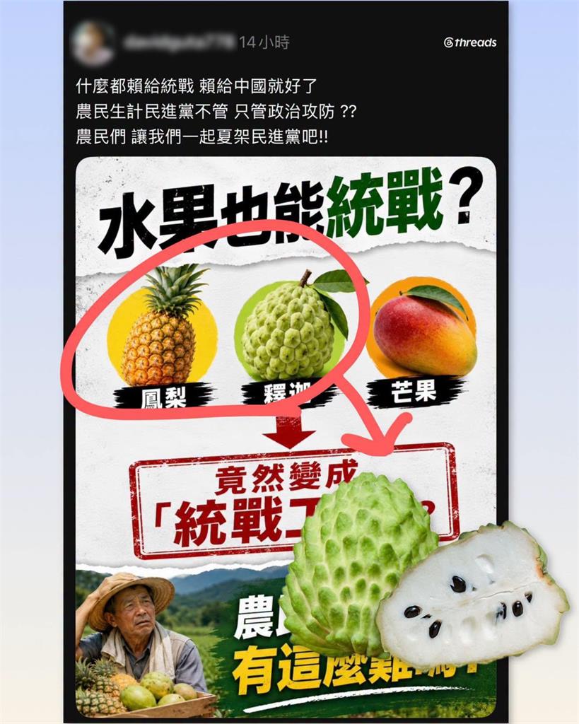 快新聞/搞不清「鳳梨釋迦」是什麼?名醫揪出中國網軍:連台灣人在講什麼水果都不知道