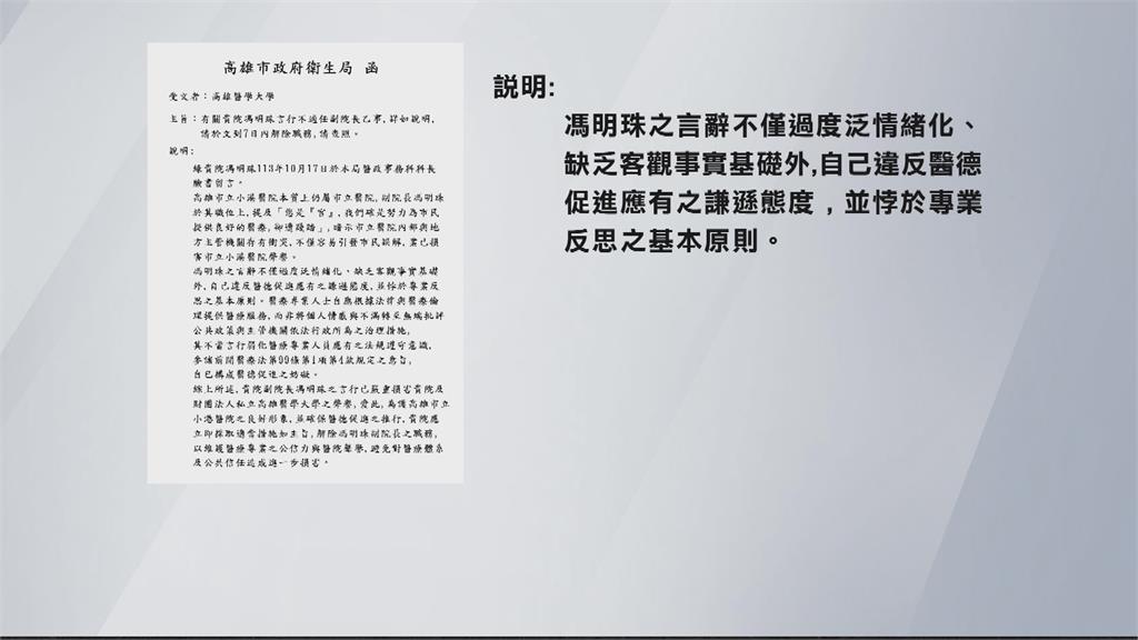 高雄一家市立醫院副院長臉書諷官員 衛生局發函要求解職又撤回