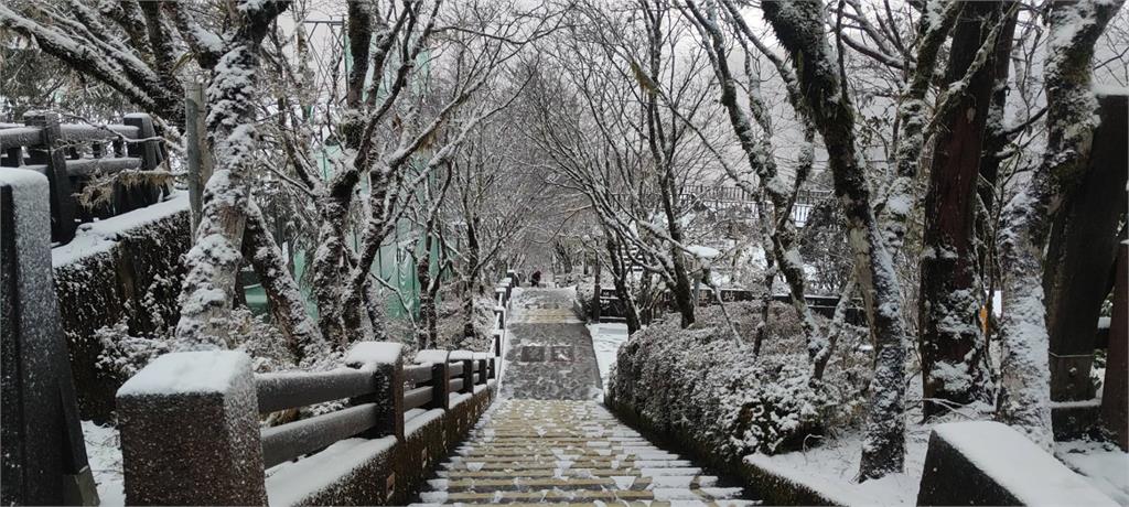 快新聞/合歡山飄雪、太平山下冰霰! 絕美銀白世界曝光