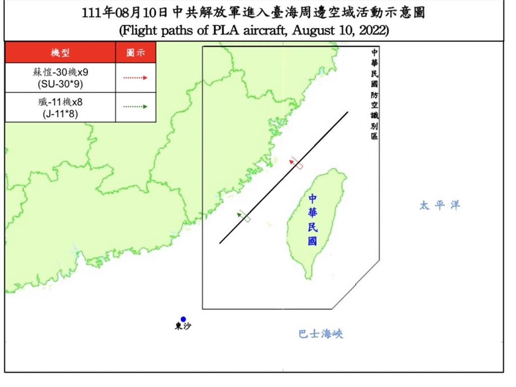 快新聞／偵獲中國軍機36架次、軍艦10艘　國防部：17架逾越海峽中線