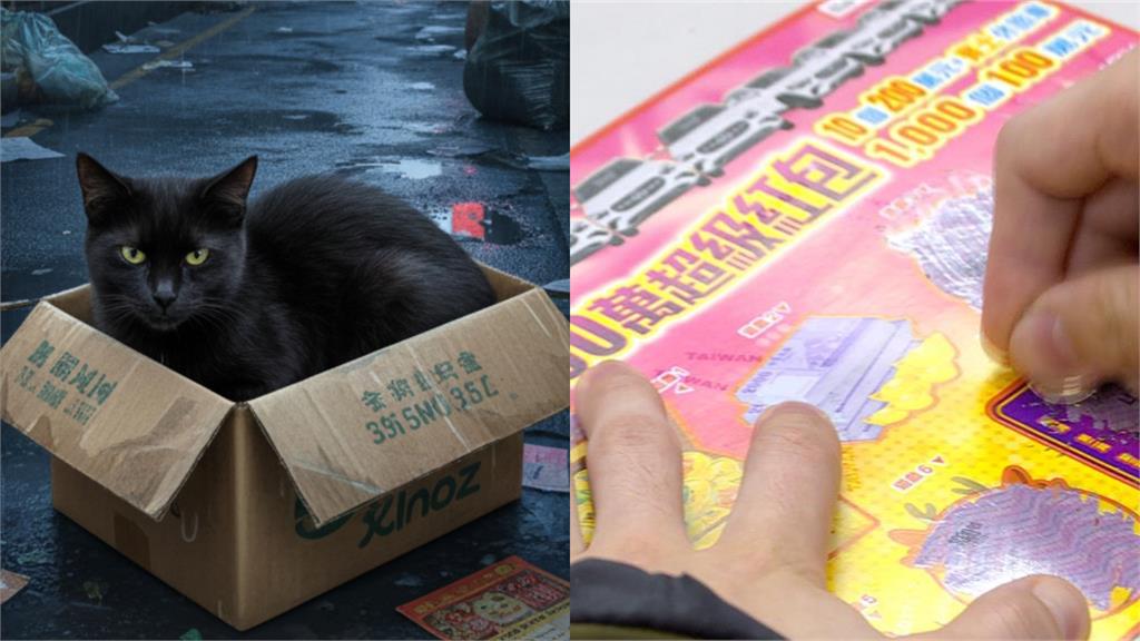 愛貓「突暴衝彩券行」狂抓…阿嬤刮出100萬!男大生「撿黑貓帶財」一刮中百萬
