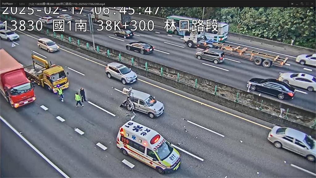 快新聞/上班塞爆!國1林口段一度回堵8公里 駕駛疑查看故障車輛遭撞死