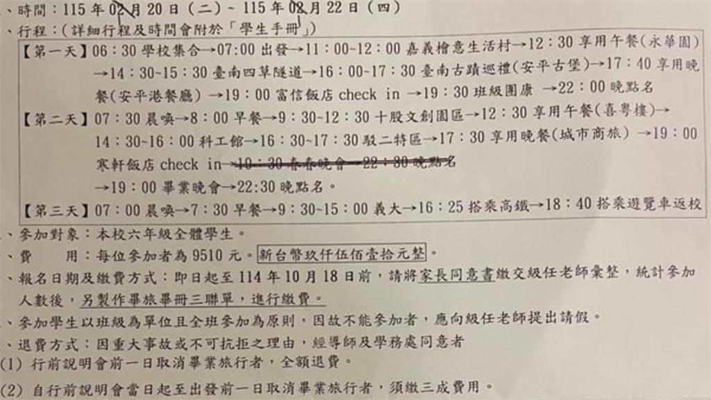 逼近萬元國小畢旅「3天2夜」行程全曝光! 家長一看臉僵了